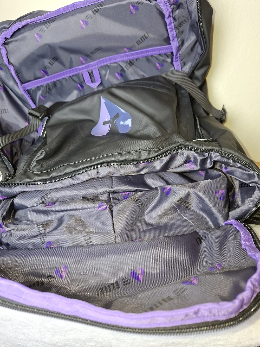 Black and Purple Roll-Top Backpack